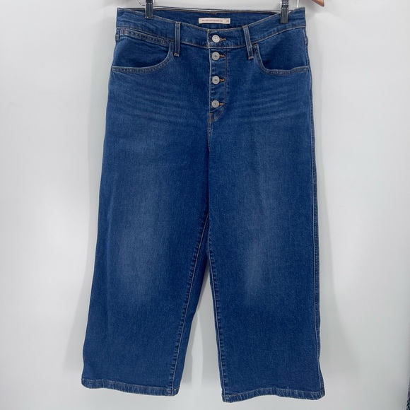 Levi’s Women’s Size 31 Mile High Wide Leg Button Fly Cropped Jeans Casual - Picture 2 of 10